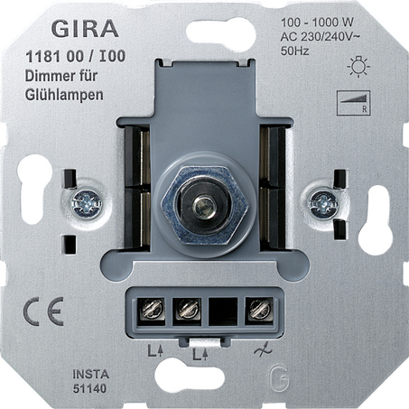 Donker worden Sociaal Product Gira 118100 Gloeilampendimmer-basiselement met druk-wisselschakelaar